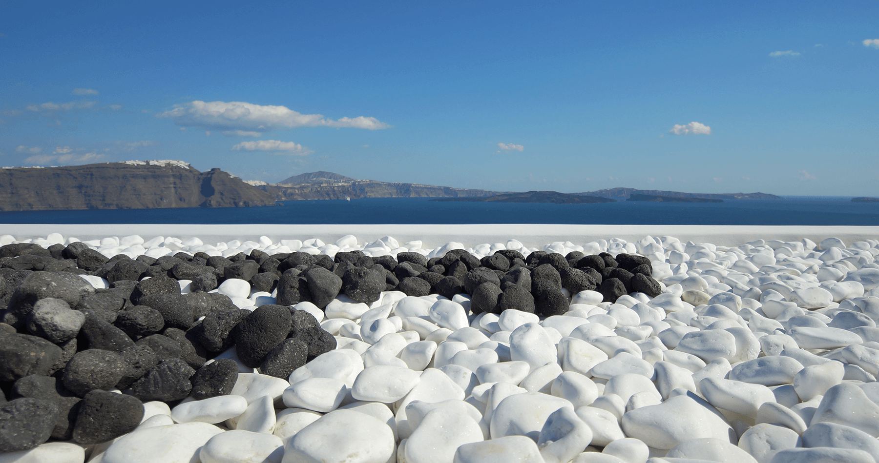 Black and White Rocks in Oia, Santorini, Greece